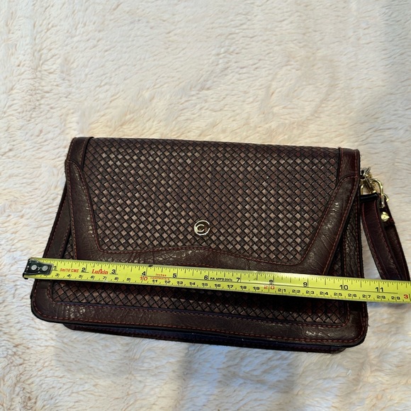 Etienne Aigner Woven Leather Handbag Vintage Wristlet Clutch Burgundy purse - Picture 14 of 14